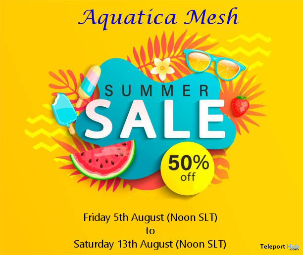 Aquatica Mesh Store 50% Off Summer Sale 2022 - Teleport Hub - teleporthub.com
