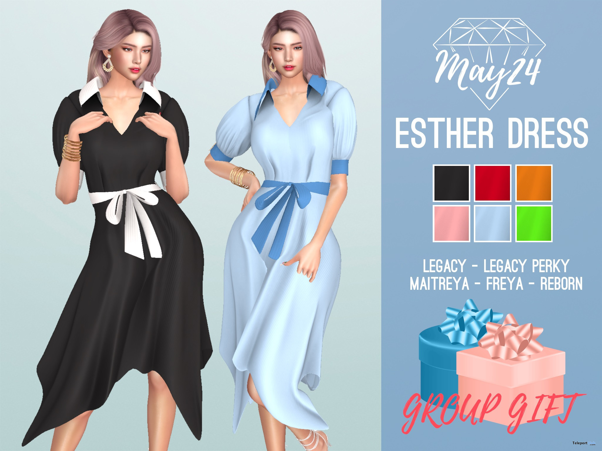 Esther Dress Fatpack August 2022 Group Gift by May24 - Teleport Hub - teleporthub.com