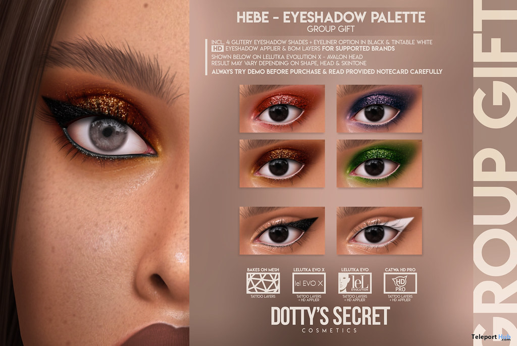 Hebe Eyeshadow Palette August 2022 Group Gift by Dotty's Secret Cosmetics - Teleport Hub - teleporthub.com