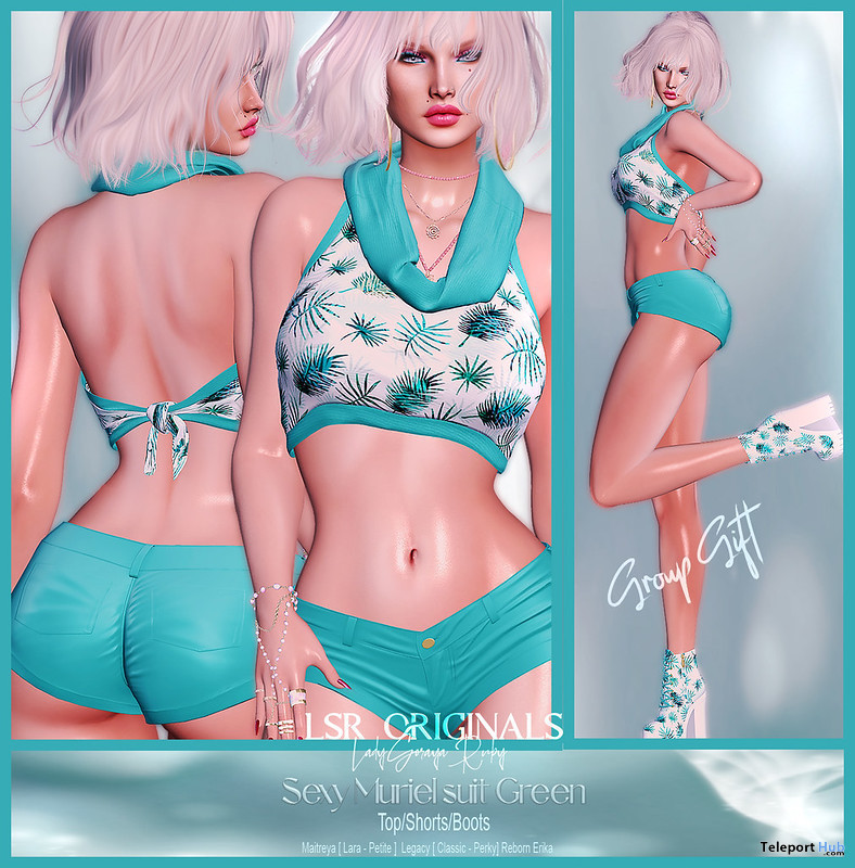 Muriel Outfit Green August 2022 Group Gift by LSR Originals - Teleport Hub - teleporthub.com