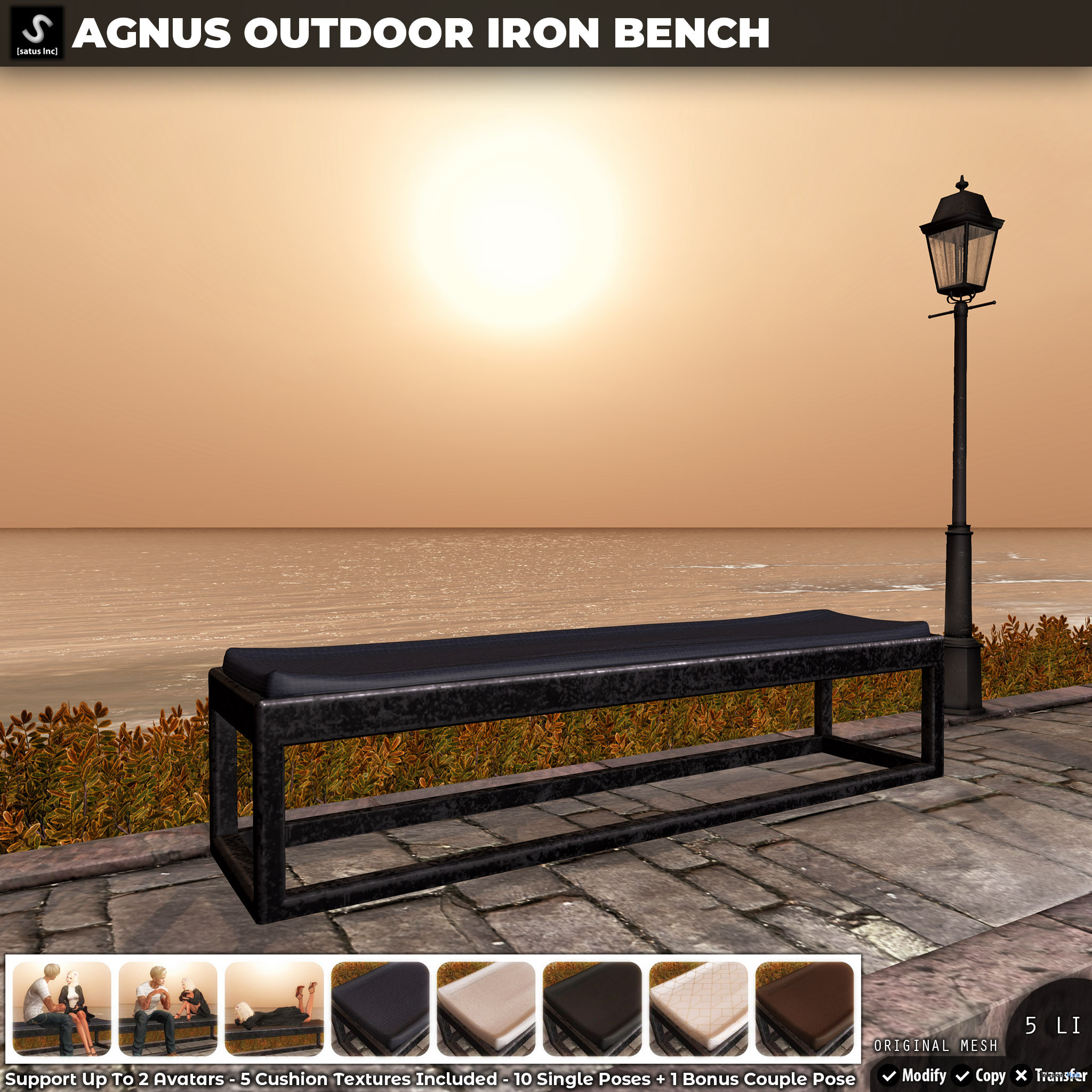 New Release: Agnus Outdoor Iron Bench by [satus Inc] - Teleport Hub - teleporthub.com