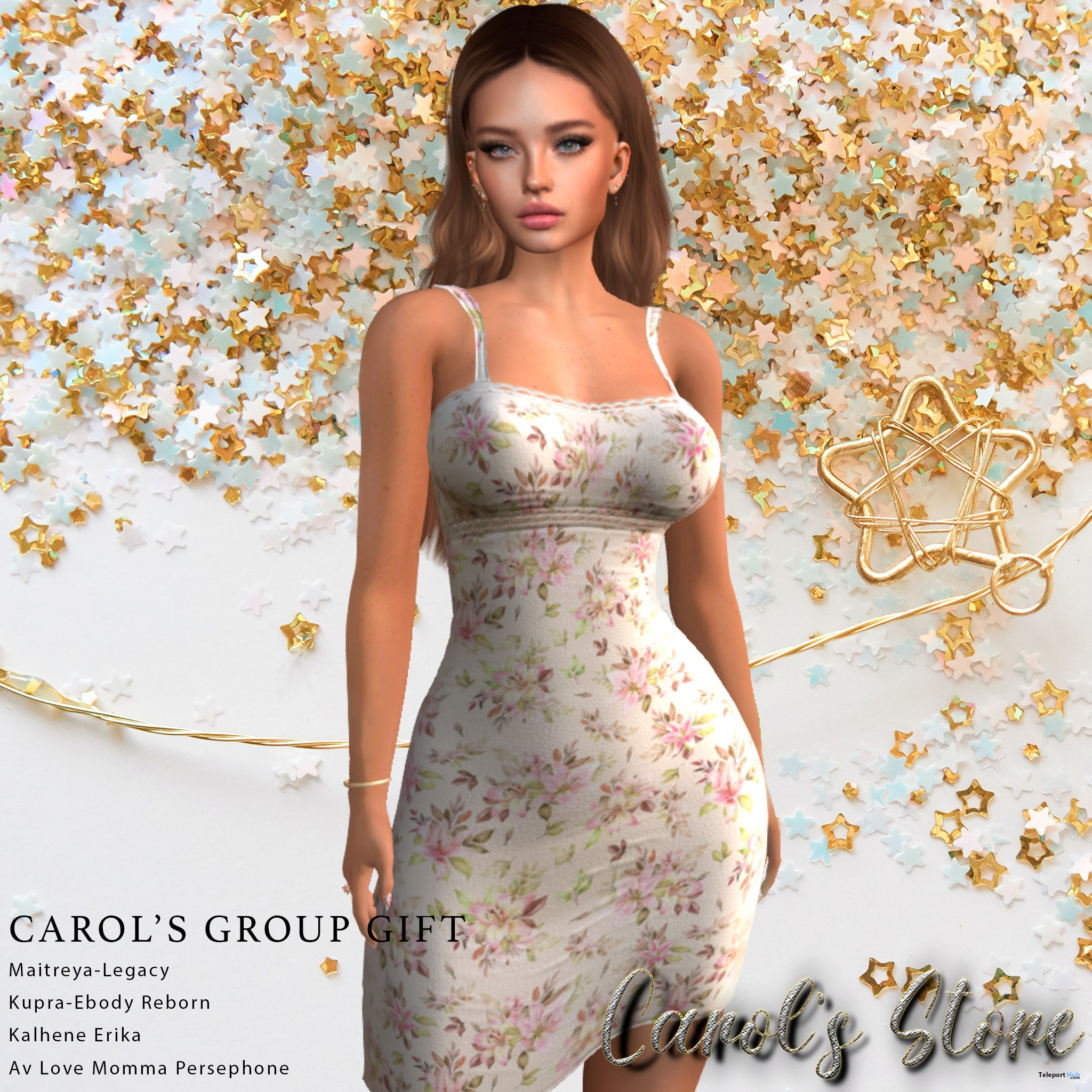 Floral Dress October 2022 Group Gift by Carol's Store - Teleport Hub - teleporthub.com