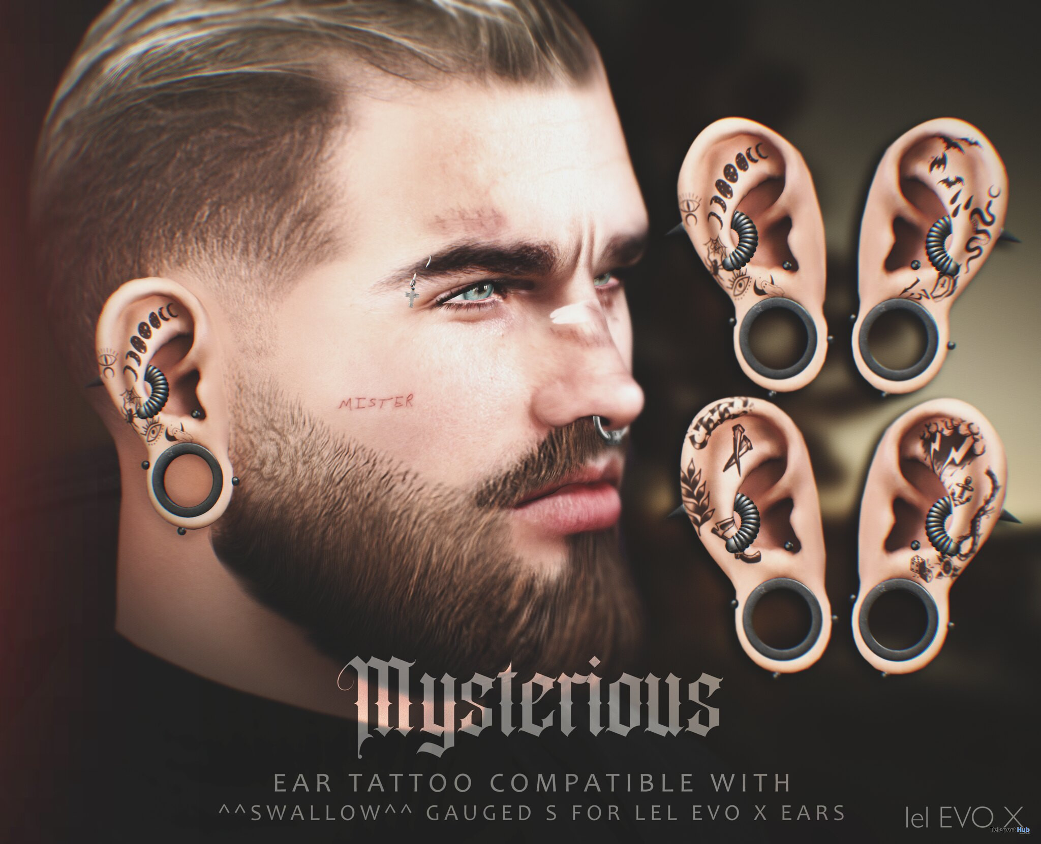 Mysterious Ear Tattoo September 2022 Group Gift by MISTER RAZZOR - Teleport Hub - teleporthub.com