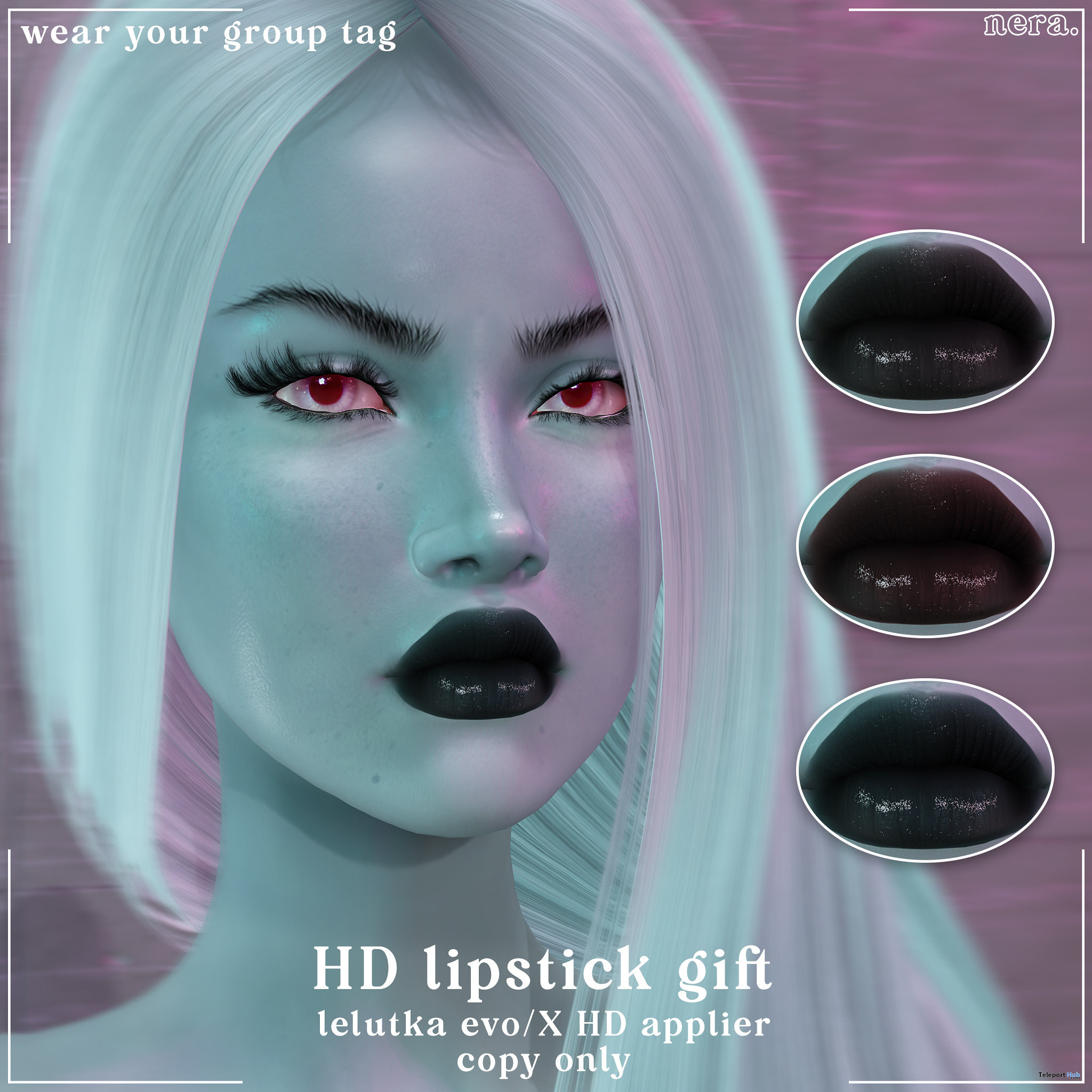 HD Lipstick For Lelutka EvoX September 2022 Group Gift by nera - Teleport Hub - teleporthub.com