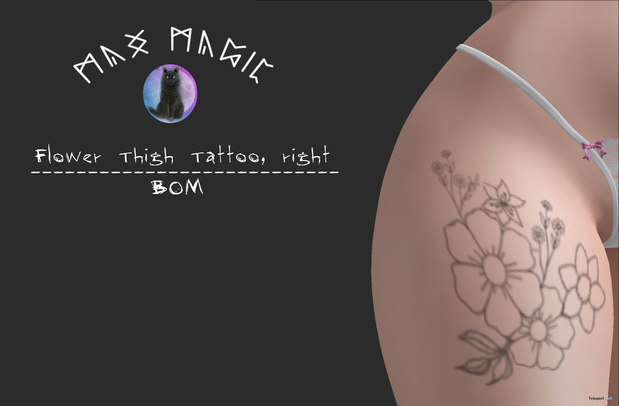 Flower Thigh Tattoo BOM September 2022 Group Gift by Max Magic - Teleport Hub - teleporthub.com