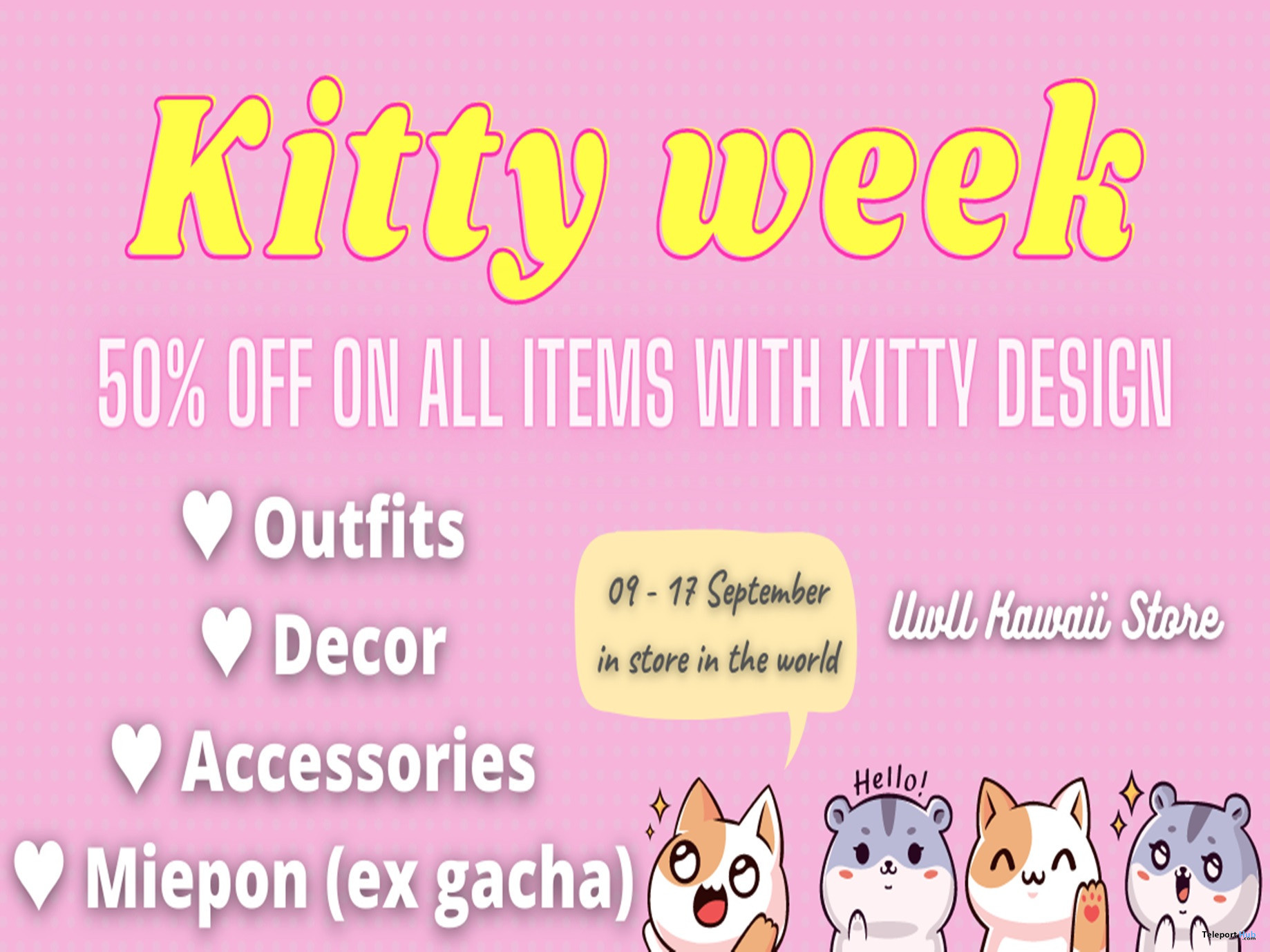 UwU Kawaii Store's Kitty Week 50% Off Sale 2022 - Teleport Hub - teleporthub.com