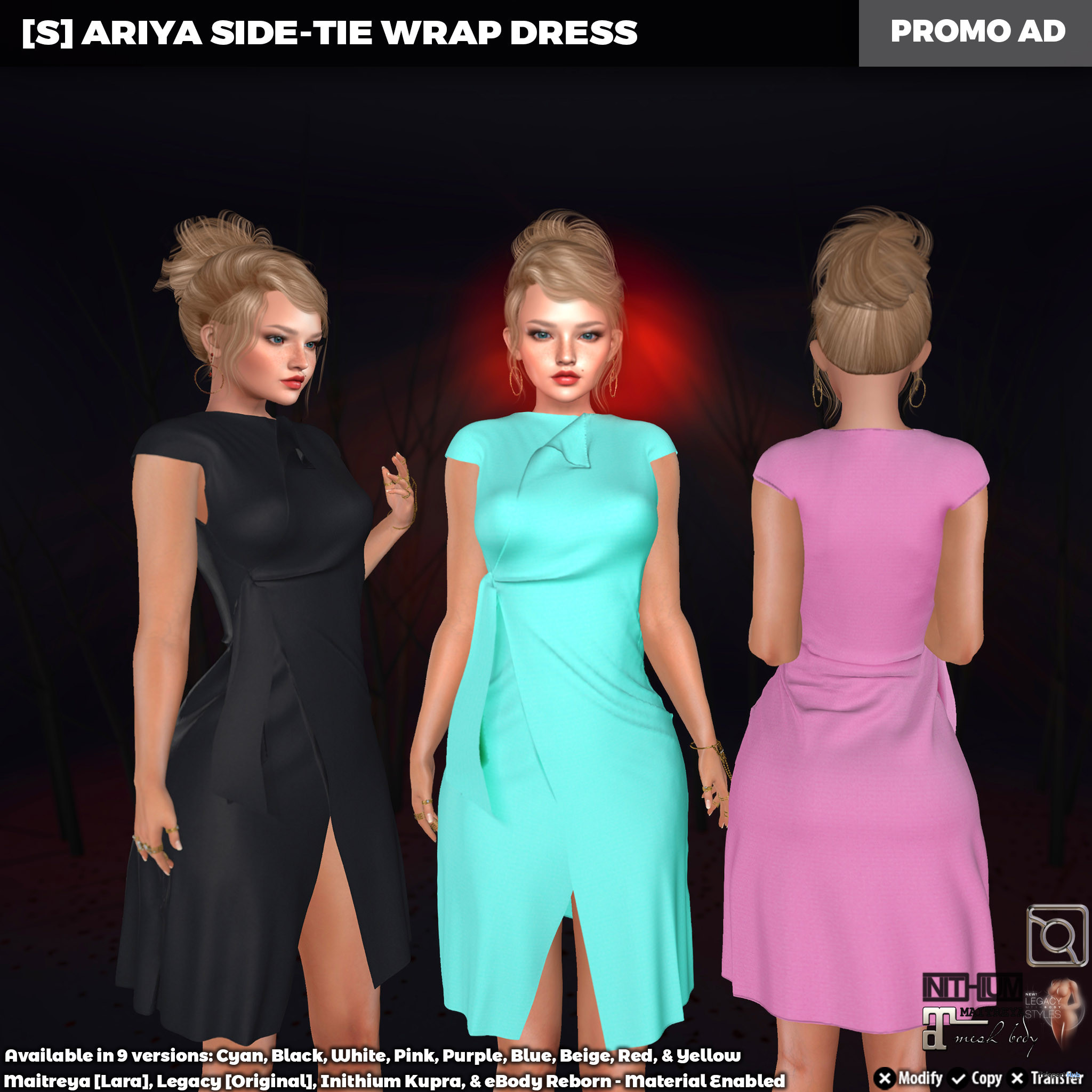 New Release: [S] Ariya Side-Tie Wrap Dress by [satus Inc] - Teleport Hub - teleporthub.com