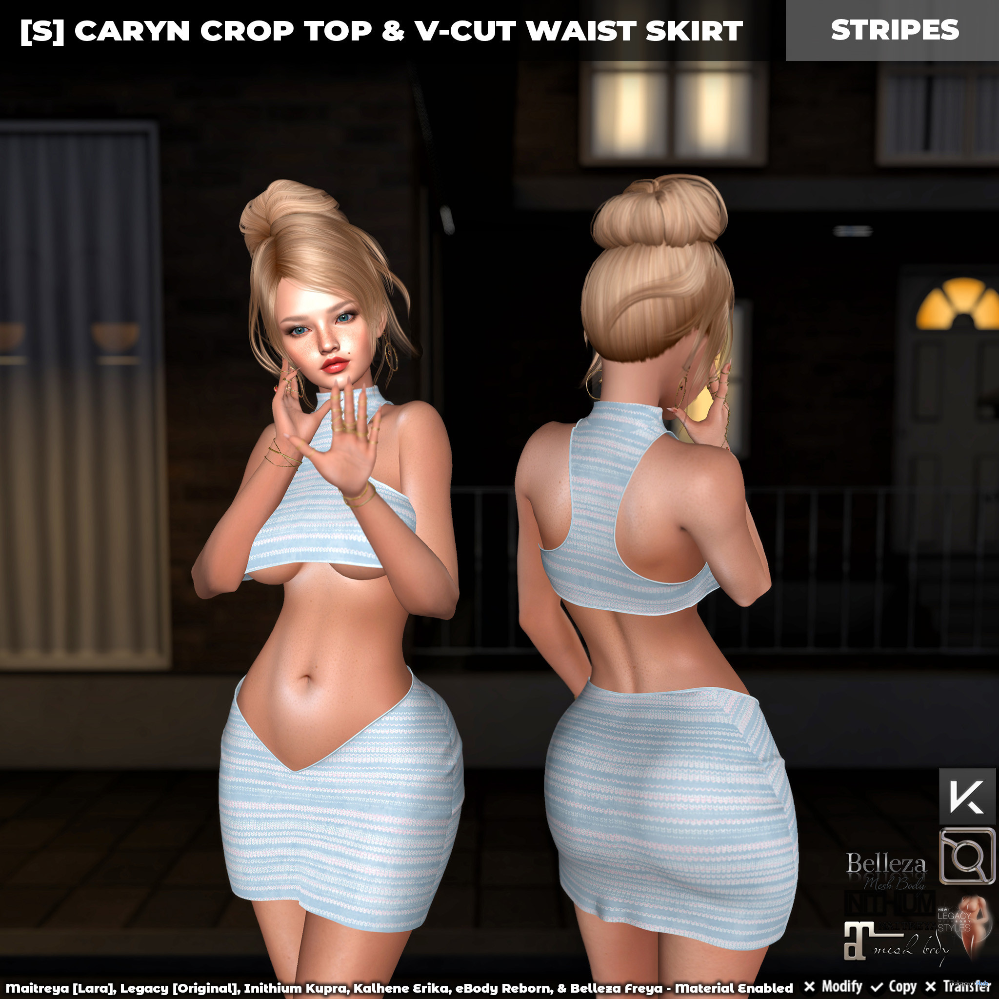 New Release: [S] Caryn Crop Top & V-Cut Waist Skirt by [satus Inc] - Teleport Hub - teleporthub.com