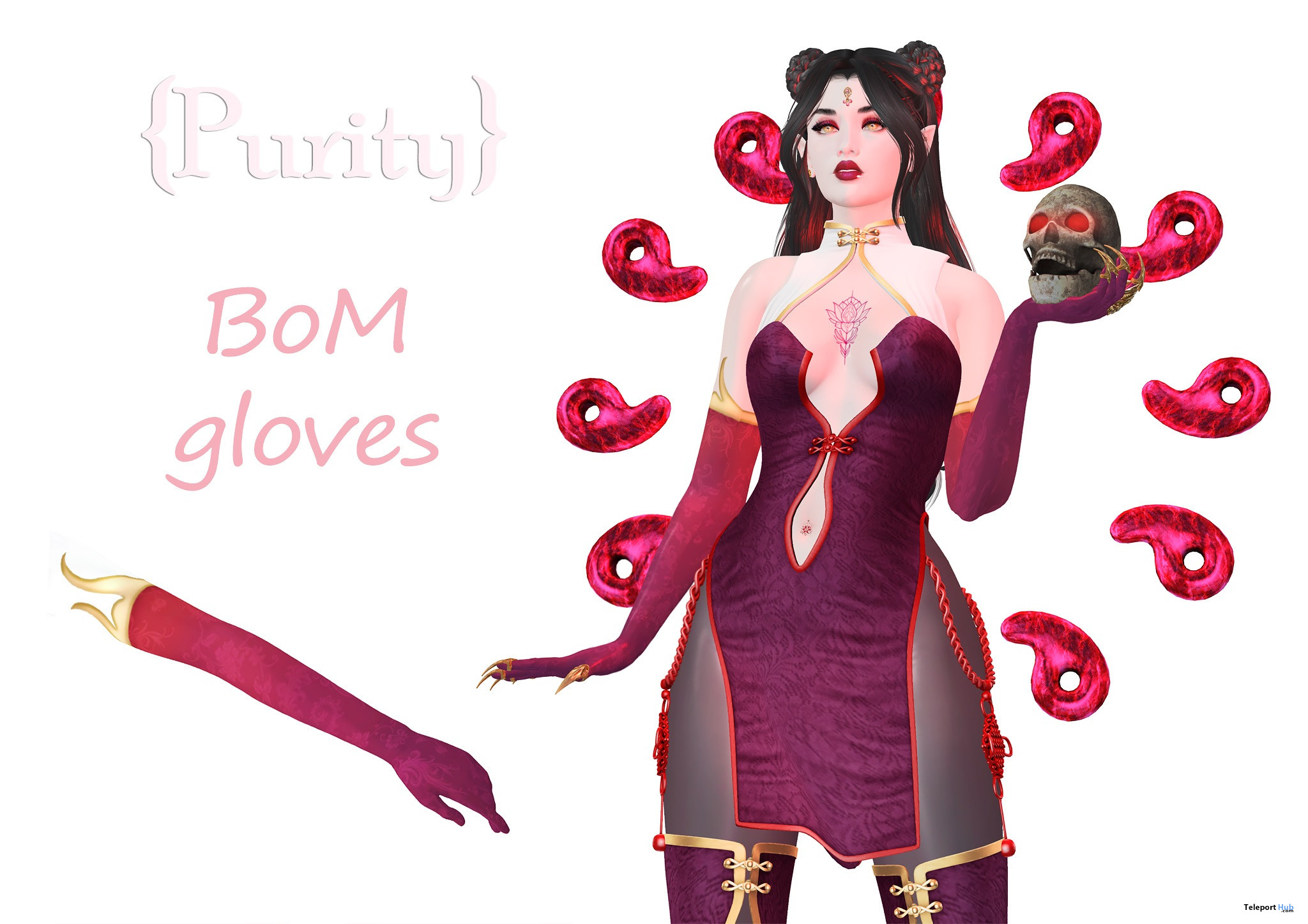 BOM Gloves Wine October 2022 Gift by {Purity} - Teleport Hub - teleporthub.com