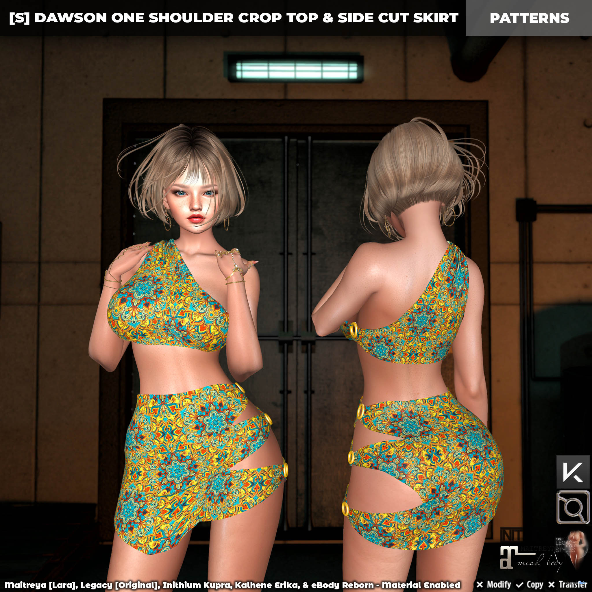New Release: [S] Dawson One Shoulder Crop Top & Side Cut Skirt by [satus Inc] - Teleport Hub - teleporthub.com