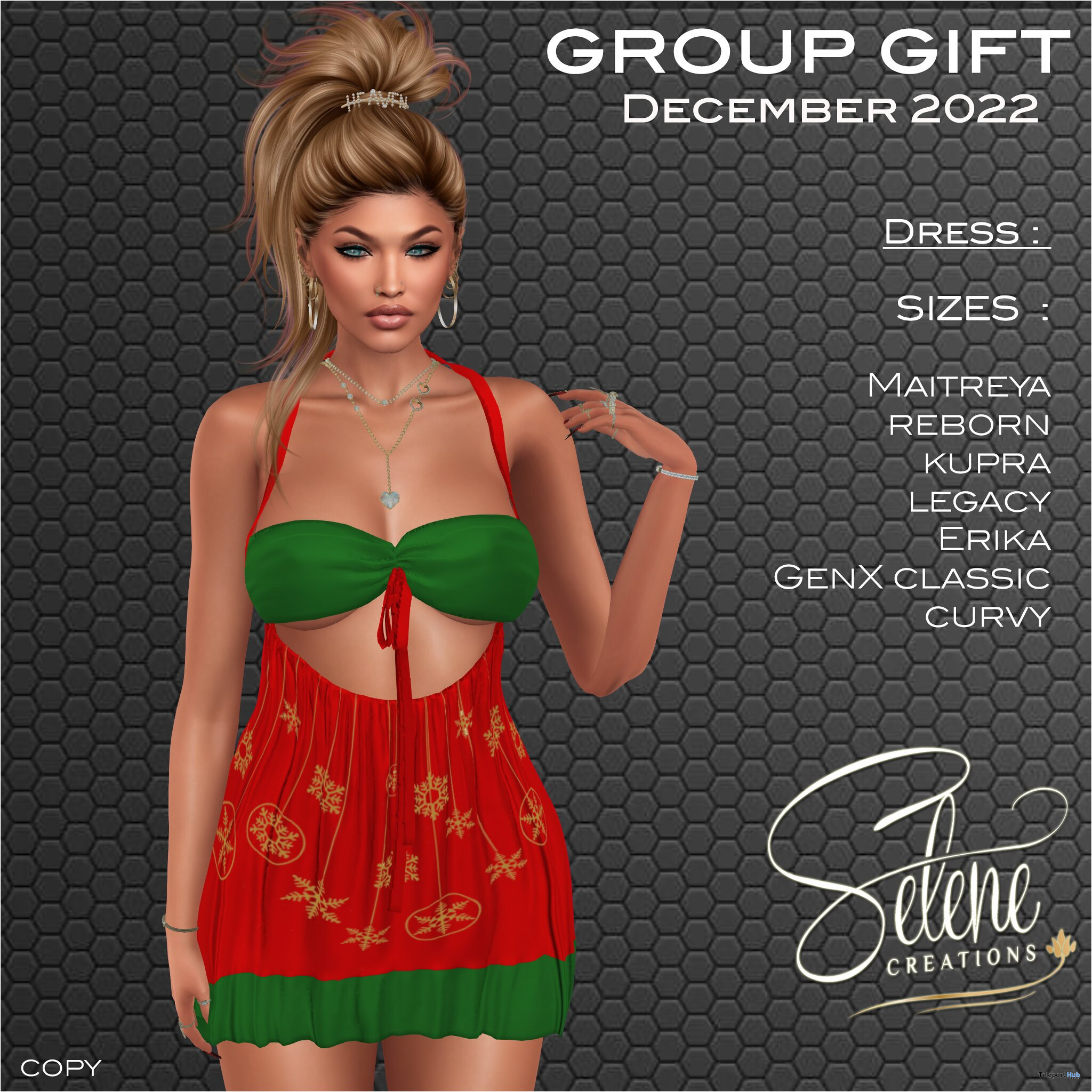 Xmas Mini Dress December 2022 Group Gift by Selene Creations - Teleport Hub - teleporthub.com
