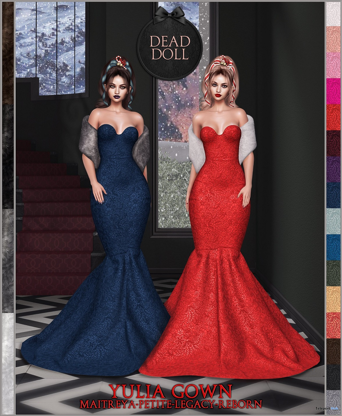 Yulia Gown & Fur Shawl Fatpack December 2022 Group Gift by DEAD DOLL - Teleport Hub - teleporthub.com