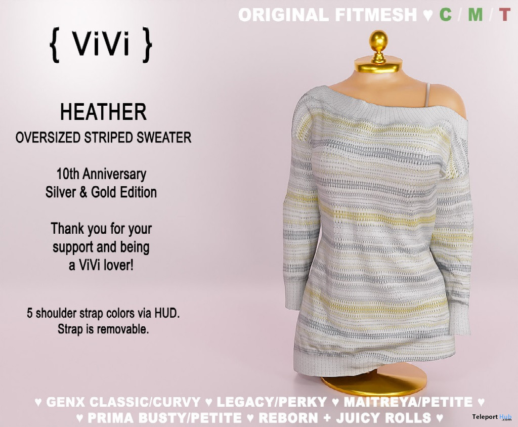 Heather Oversized Striped Sweater Silver & Gold Edition December 2022 Subscriber Gift by ViVi - Teleport Hub - teleporthub.com