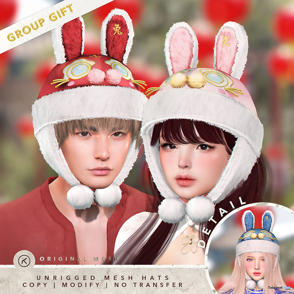 Chinese Rabbit Hat January 2023 Group Gift by kotte - Teleport Hub - teleporthub.com