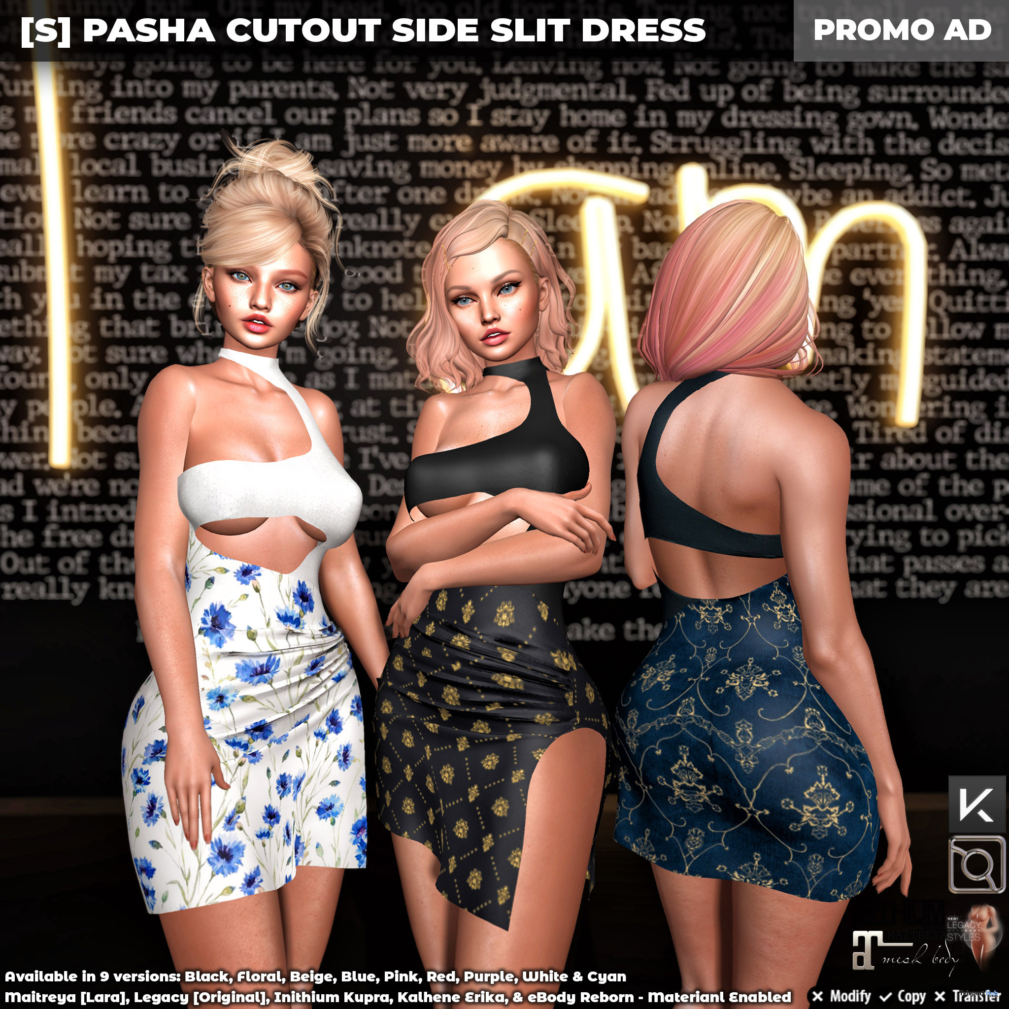 New Release: [S] Pasha Cutout Side Slit Dress by [satus Inc] - Teleport Hub - teleporthub.com