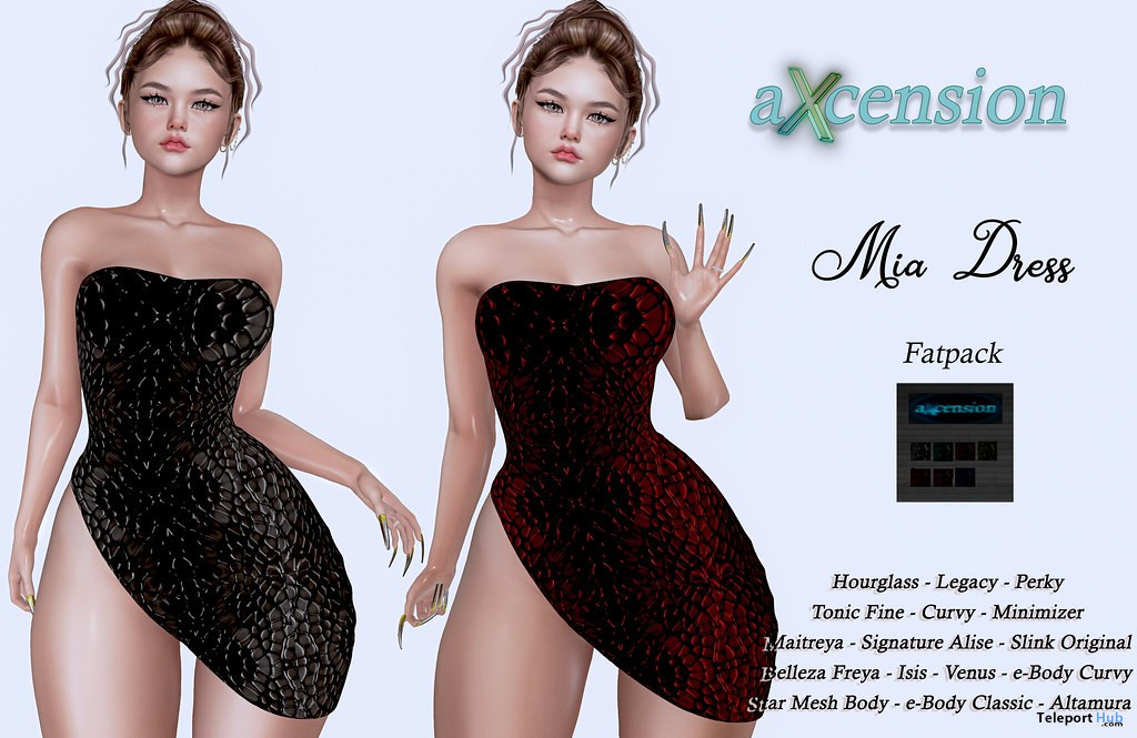 Mia Dress Latex Fatpack March 2023 Group Gift by aXcension - Teleport Hub - teleporthub.com