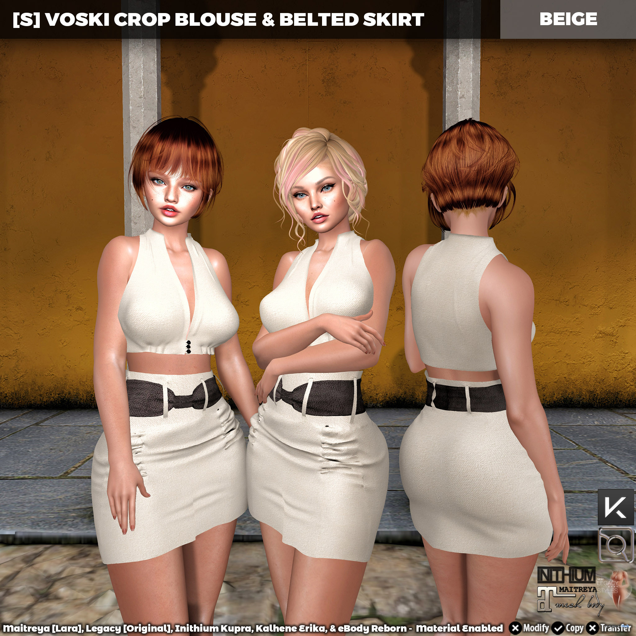 New Release: [S] Voski Crop Blouse & Belted Skirt by [satus Inc] - Teleport Hub - teleporthub.com