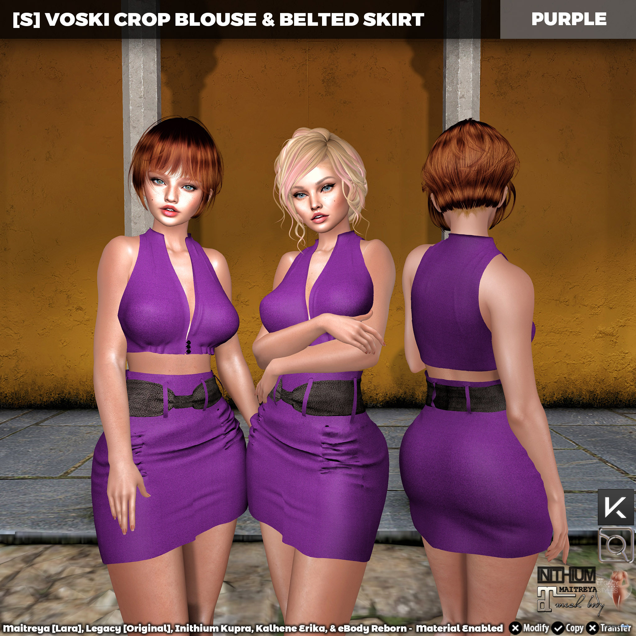 New Release: [S] Voski Crop Blouse & Belted Skirt by [satus Inc] - Teleport Hub - teleporthub.com