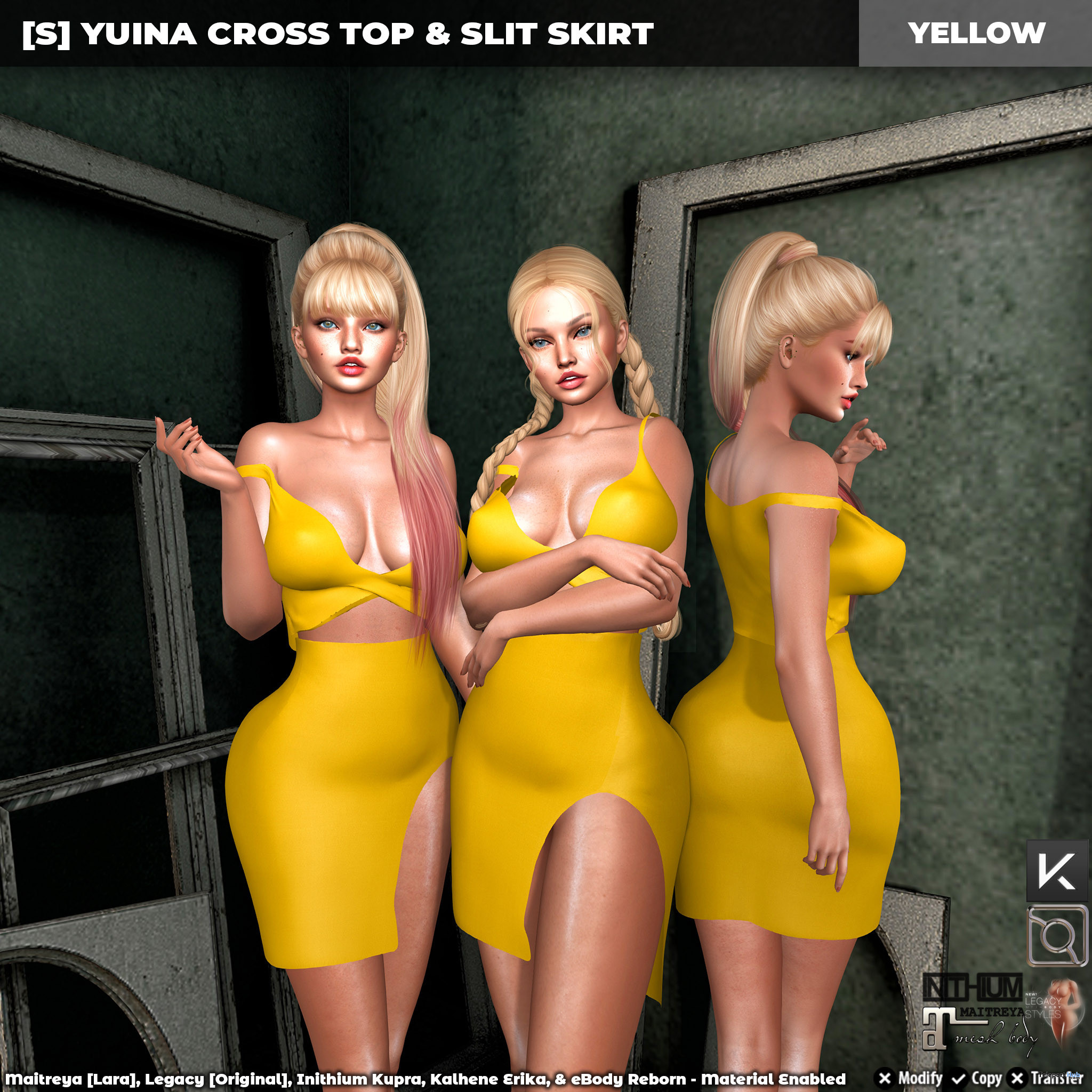 New Release: [S] Yuina Cross Top & Slit Skirt by [satus Inc] - Teleport Hub - teleporthub.com