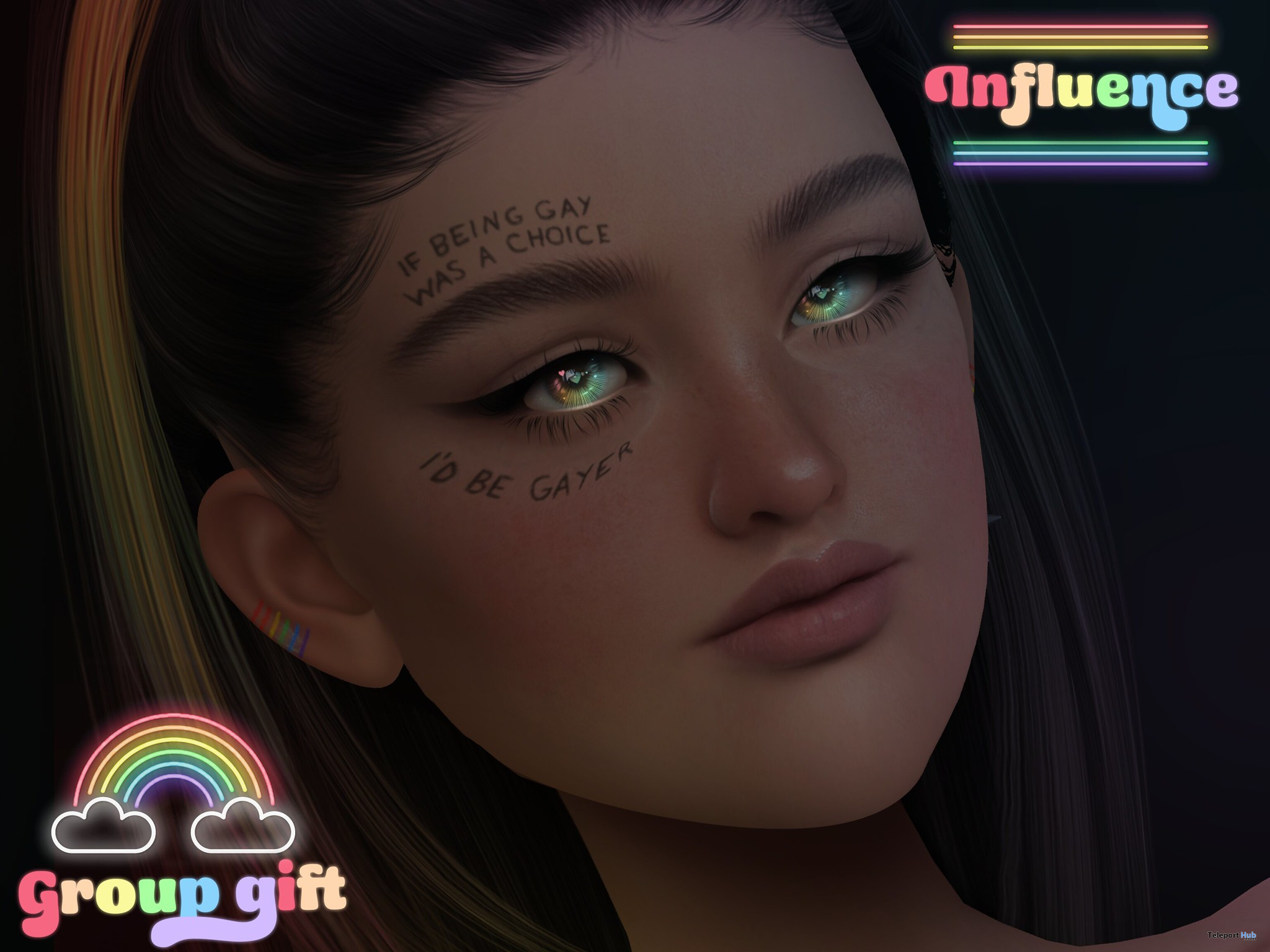 Eyes Overlay, Ears, & Face Tattoos June 2023 Group Gift by INFLUENCE - Teleport Hub - teleporthub.com