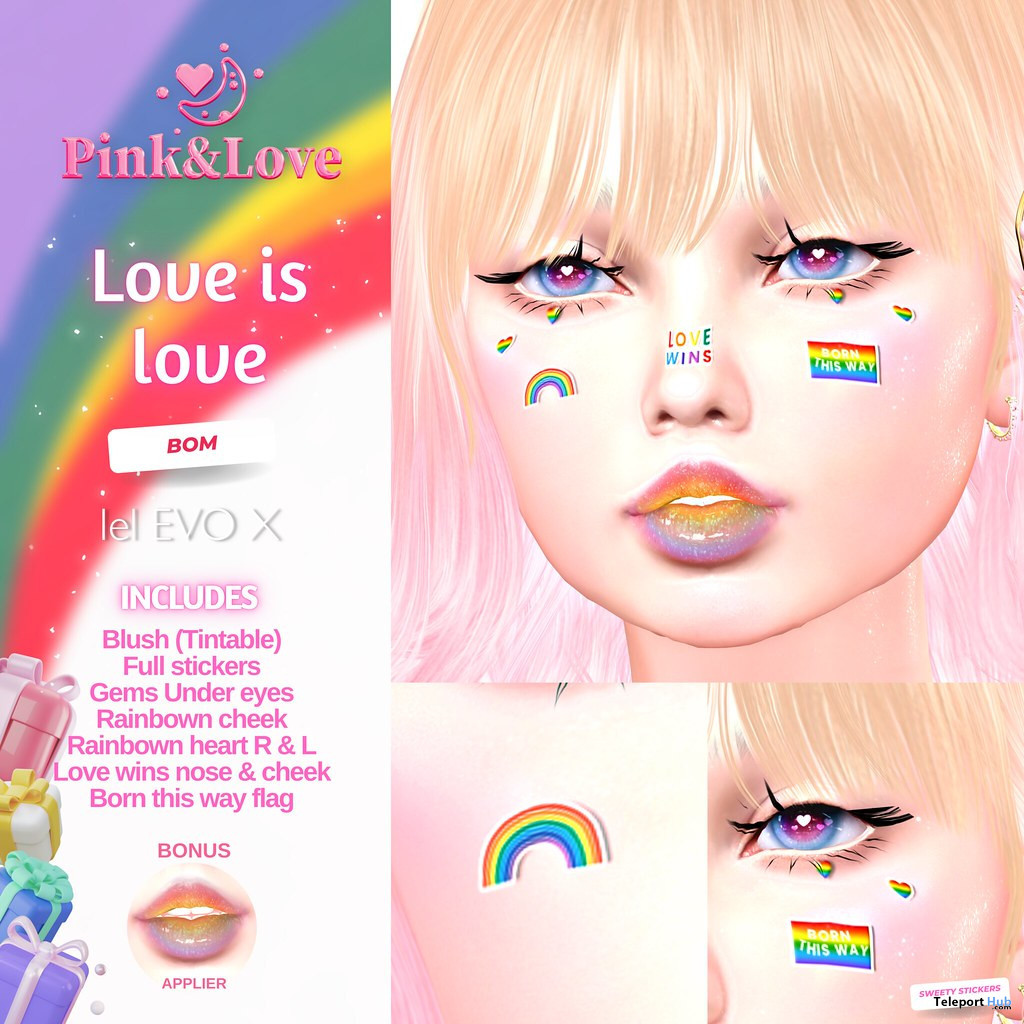 Love Is Love Face Sticker June 2023 Group Gift by PINK&LOVE - Teleport Hub - teleporthub.com