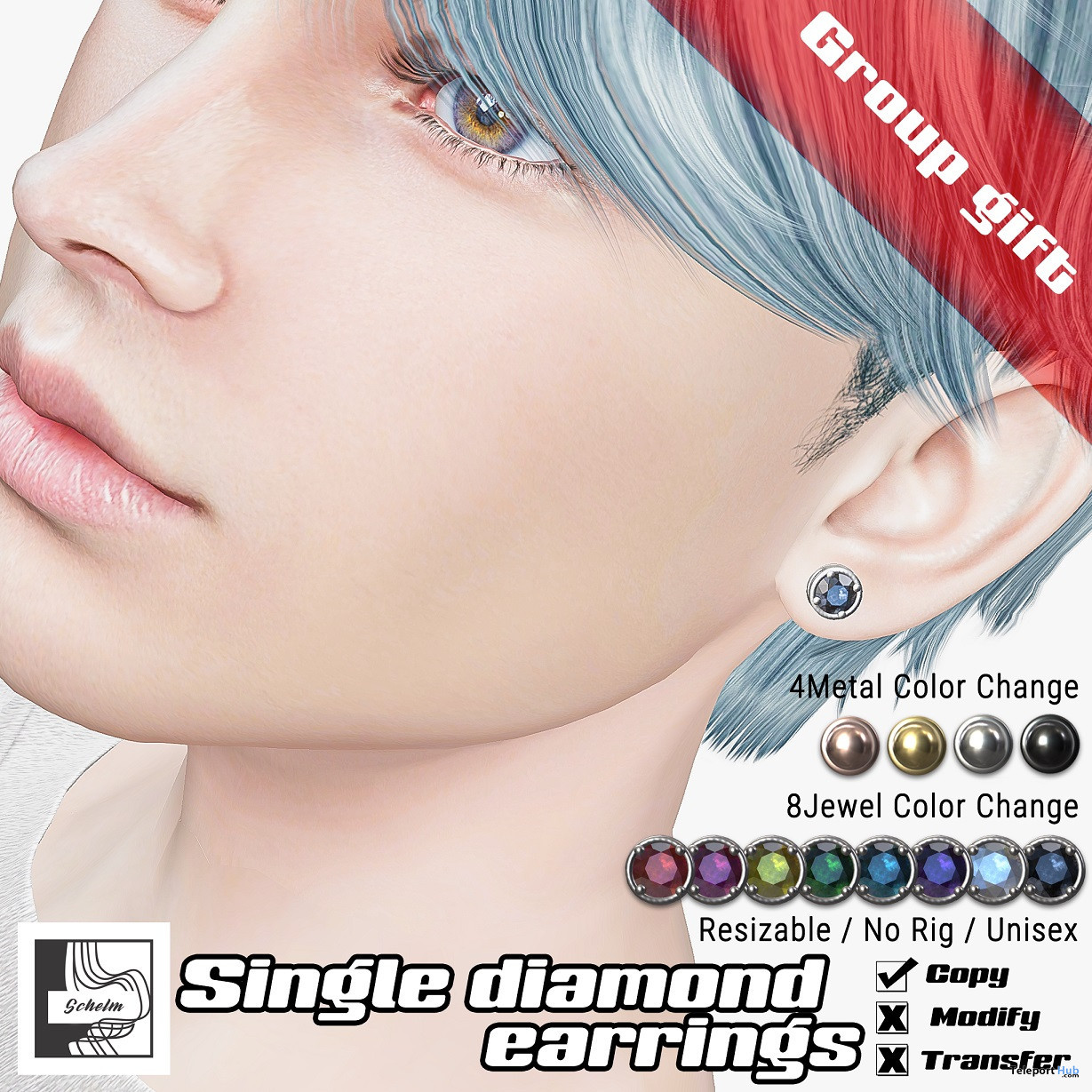 Single Diamond Earrings June 2023 Group Gift by Schelm - Teleport Hub - teleporthub.com