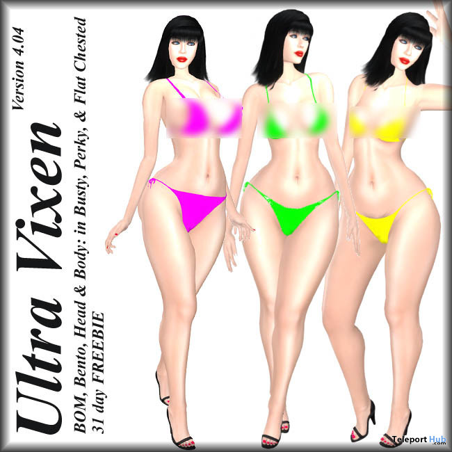 Second Life Marketplace - Ultra Vixen - Flat - Sammie 861 - Bare Shoulder Thong  Bodysuit