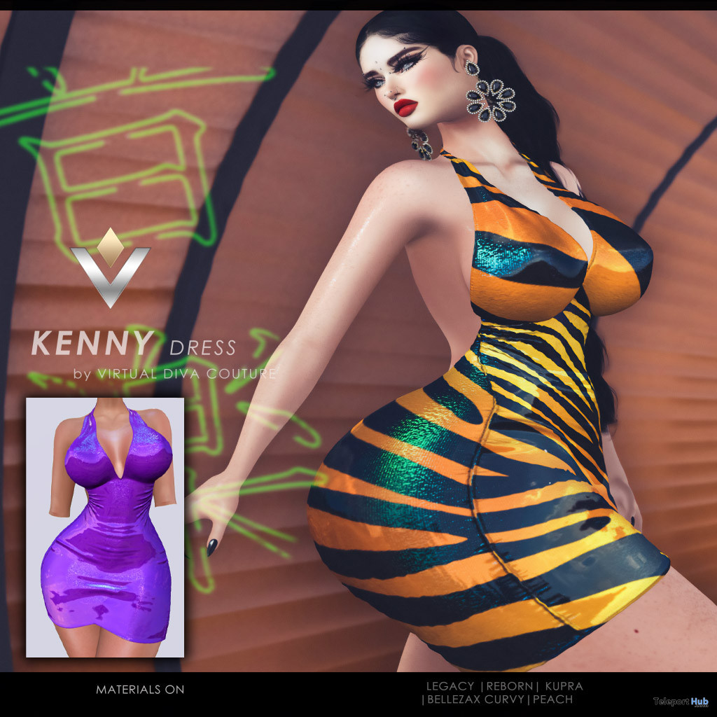 Kenny Dress Violet Teleport Hub Group Gift by Virtual Diva Couture - Teleport Hub - teleporthub.com