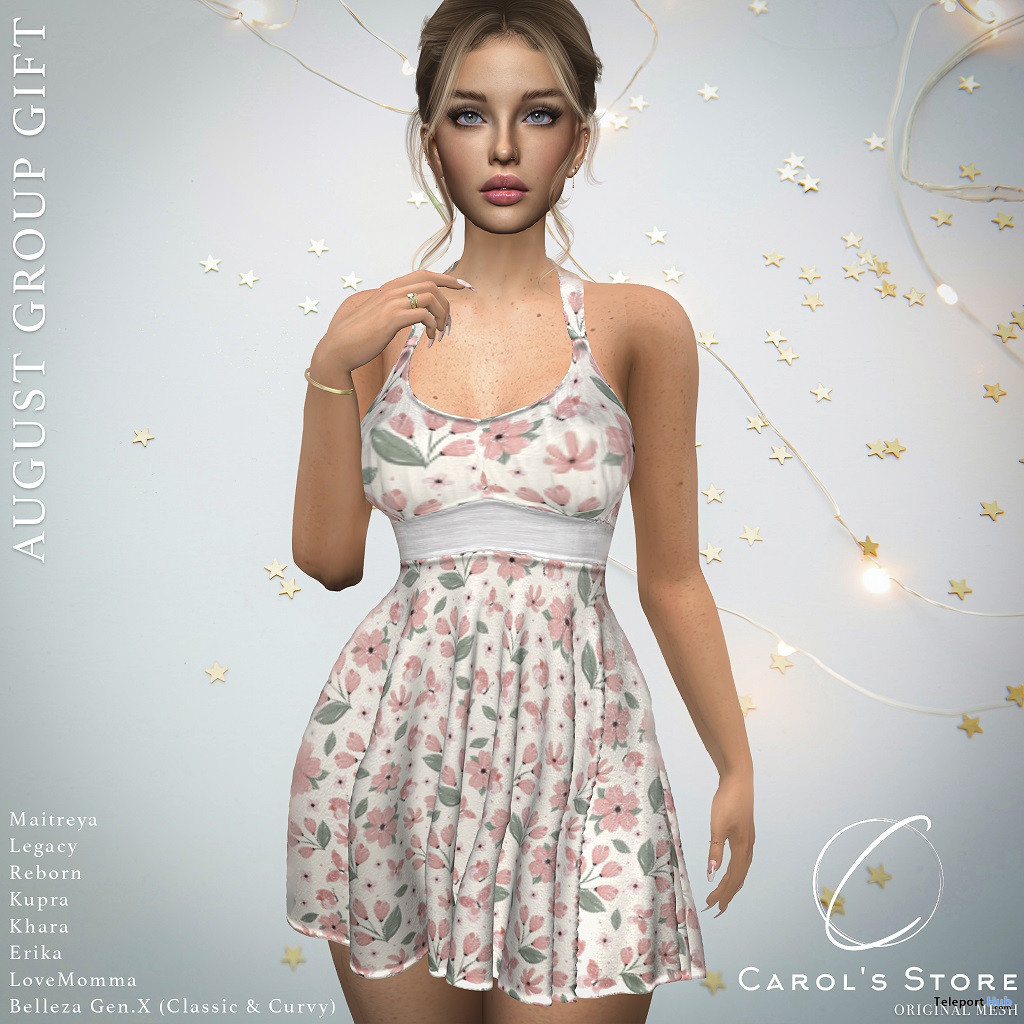 Floral Dress August 2023 Group Gift by Carol's Store - Teleport Hub - teleporthub.com