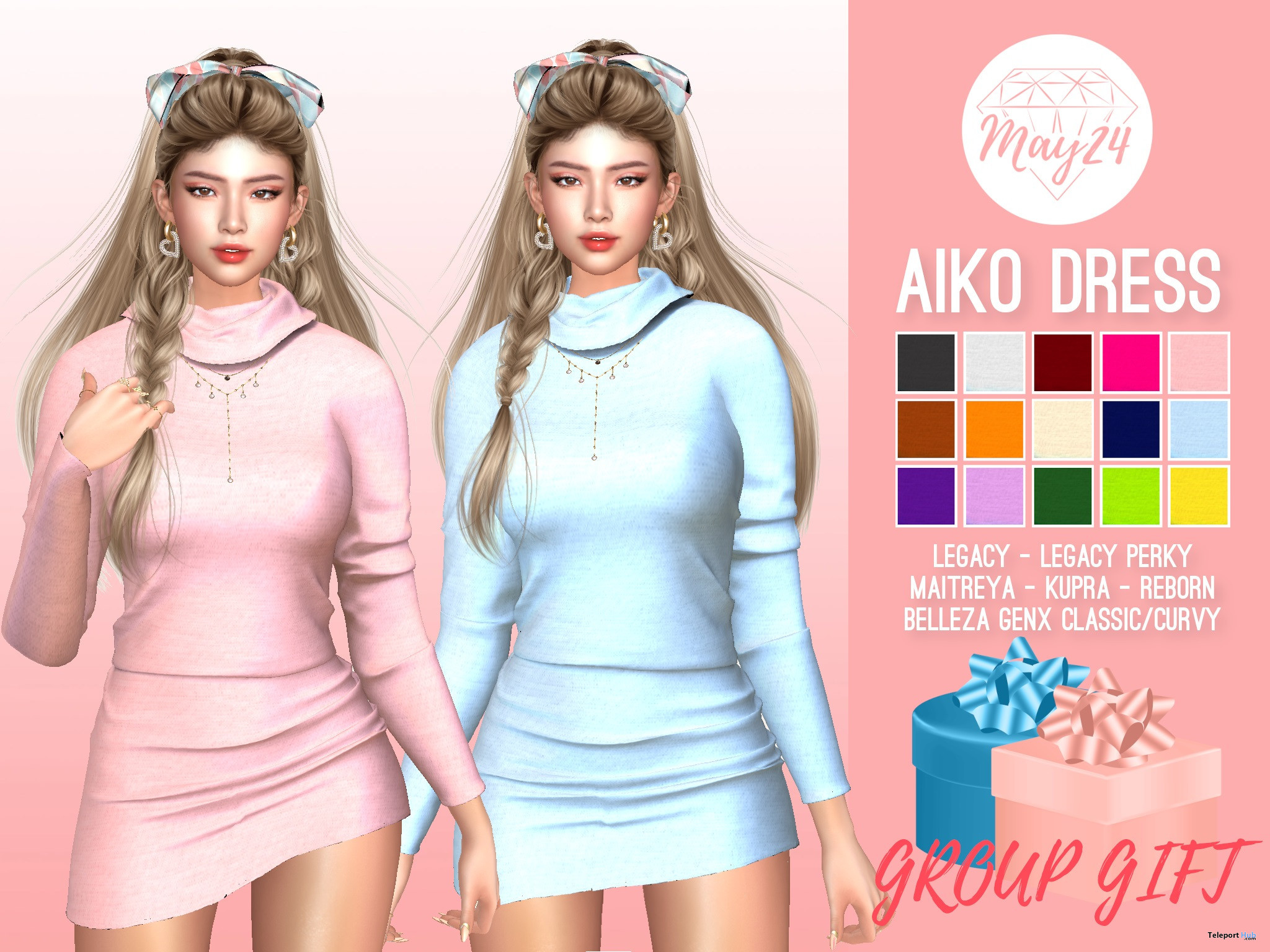 Aiko Dress October 2023 Group Gift by May24 - Teleport Hub - teleporthub.com