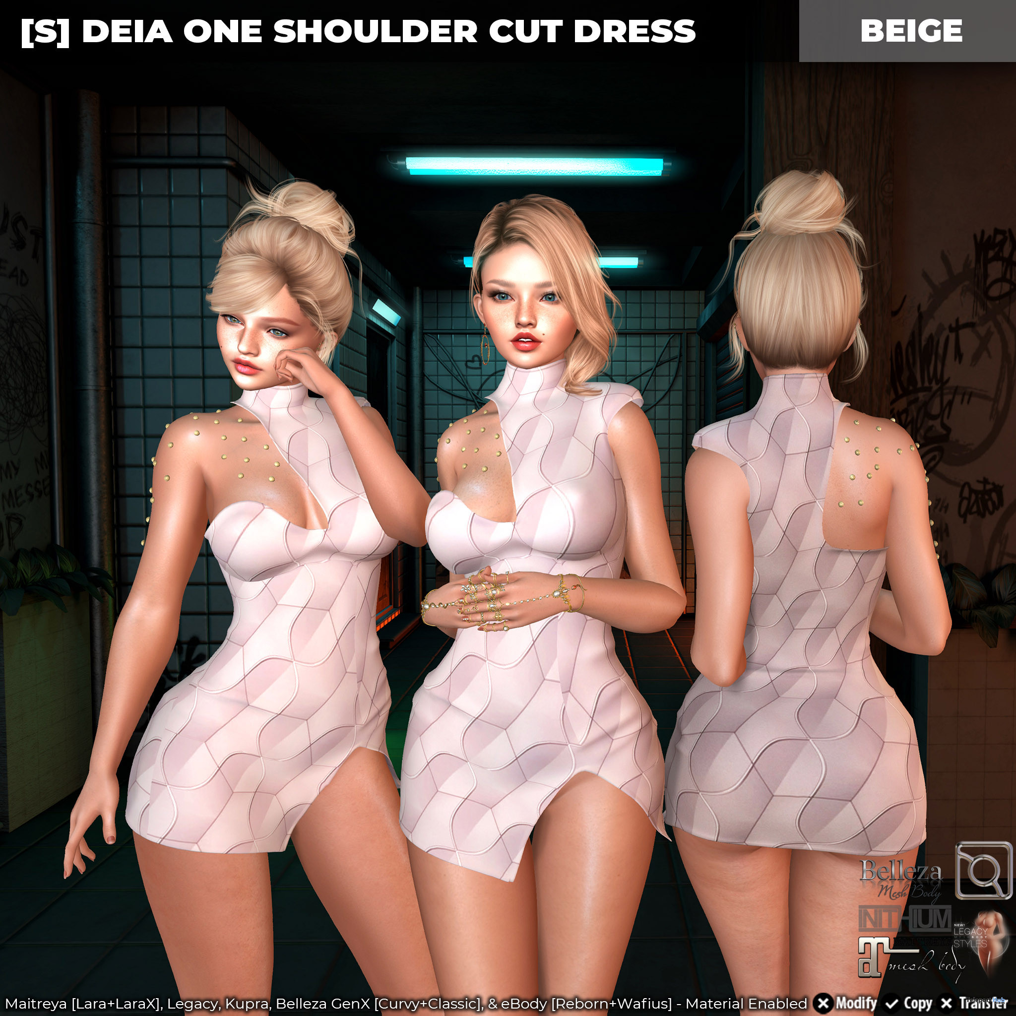 New Release: [S] Deia One Shoulder Cut Dress by [satus Inc] - Teleport Hub - teleporthub.com