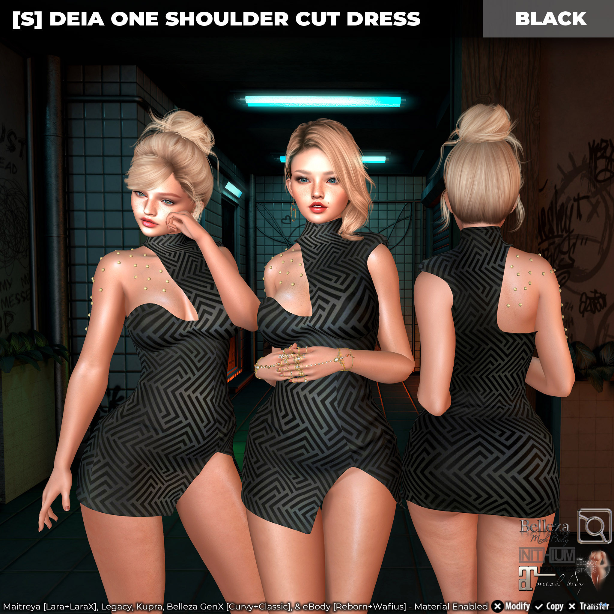 New Release: [S] Deia One Shoulder Cut Dress by [satus Inc] - Teleport Hub - teleporthub.com