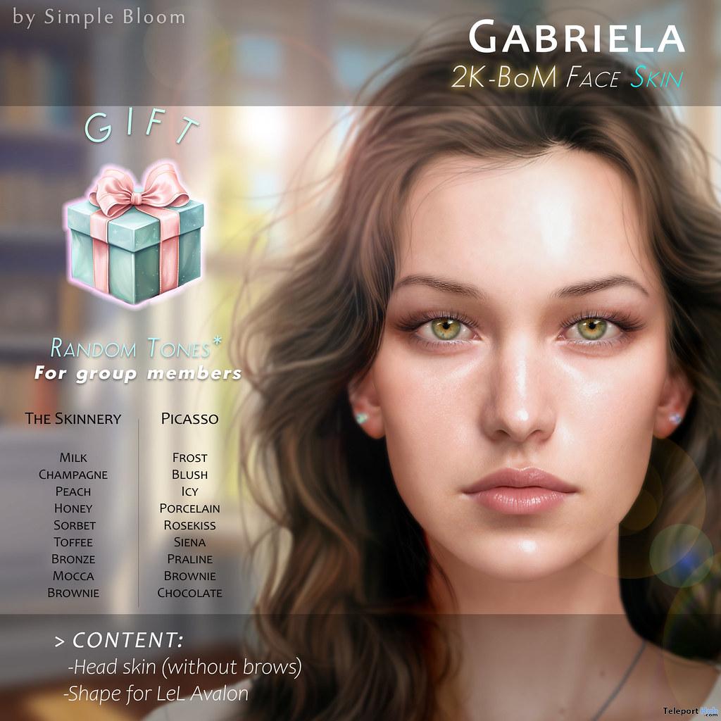 Gabriela EvoX 2K Face Skin September 2026 Group Gift by Simple Bloom - Teleport Hub - teleporthub.com
