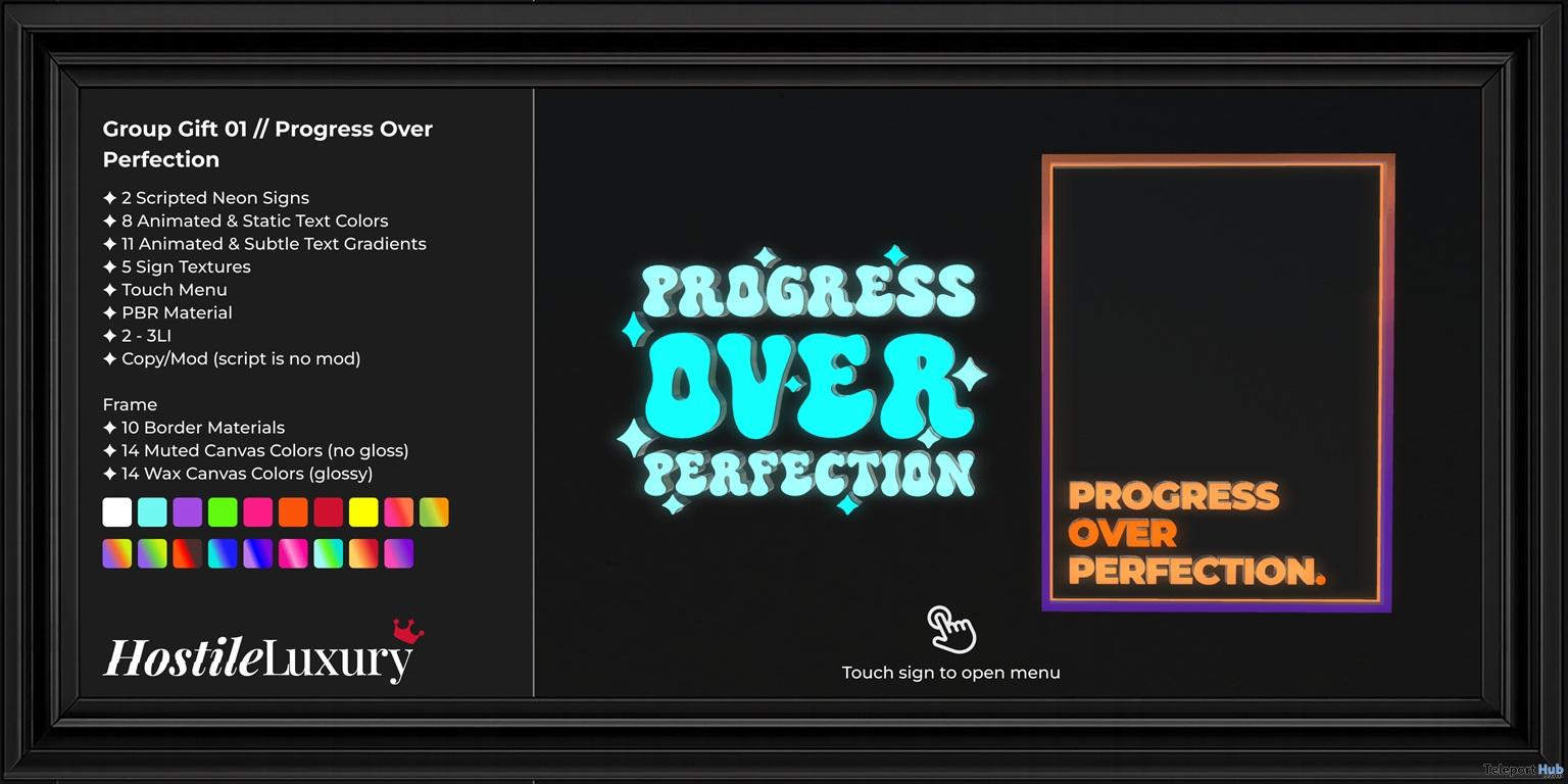 Progress Over Perfection Neon Sign September 2026 Group Gift by Hostile Luxury - Teleport Hub - teleporthub.com